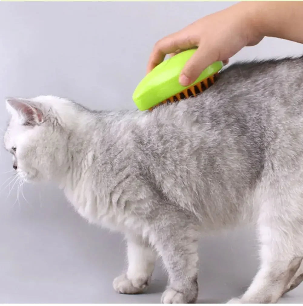 3-in-1 Steam Spray Pet Grooming Brush – Massage, De-Shedding & Foldable Comb