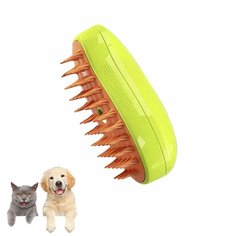 3-in-1 Steam Spray Pet Grooming Brush – Massage, De-Shedding & Foldable Comb