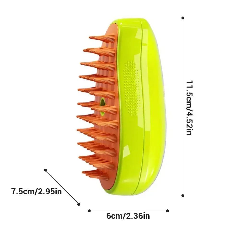 3-in-1 Steam Spray Pet Grooming Brush – Massage, De-Shedding & Foldable Comb