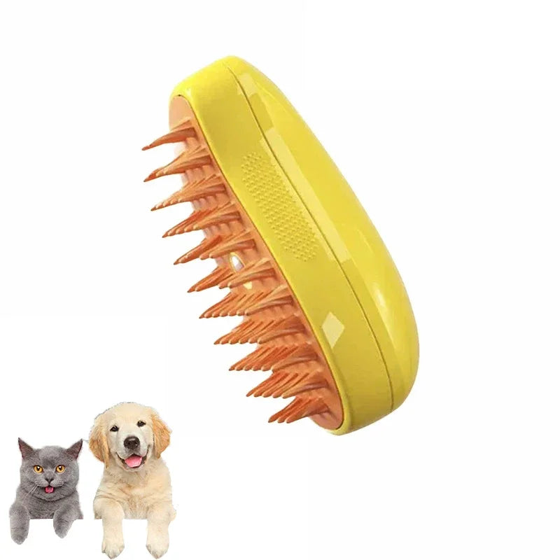 3-in-1 Steam Spray Pet Grooming Brush – Massage, De-Shedding & Foldable Comb