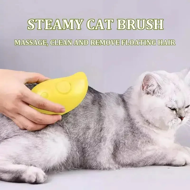 3-in-1 Steam Spray Pet Grooming Brush – Massage, De-Shedding & Foldable Comb