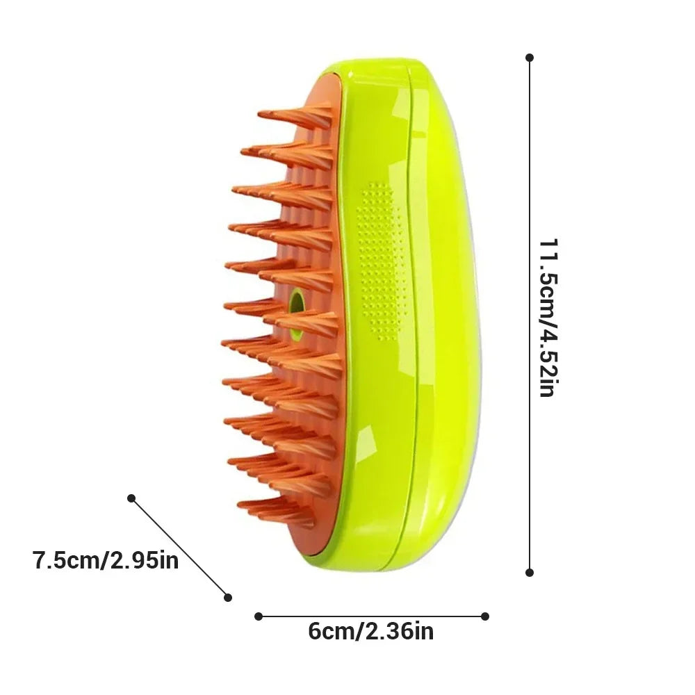 3-in-1 Steam Spray Pet Grooming Brush – Massage, De-Shedding & Foldable Comb