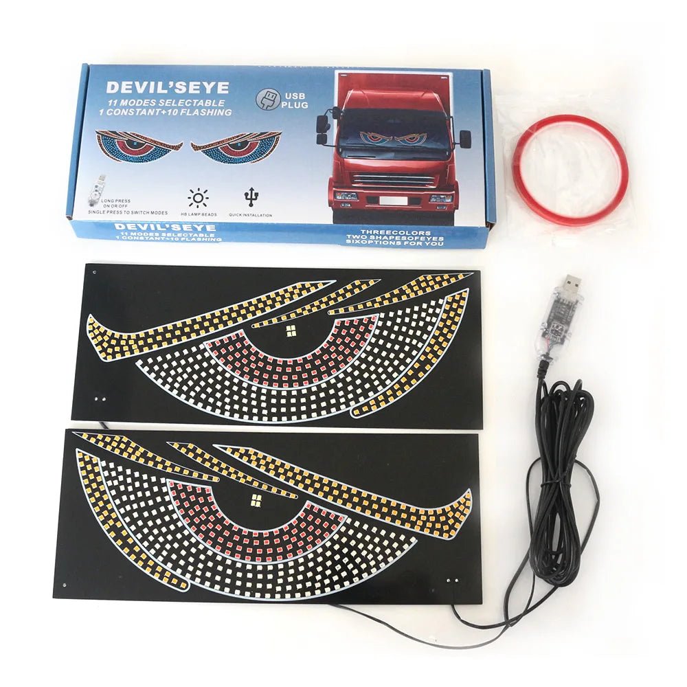 "Devil’s Eye™ Dynamic LED Car Display – USB Powered, Programmable Light Strip"